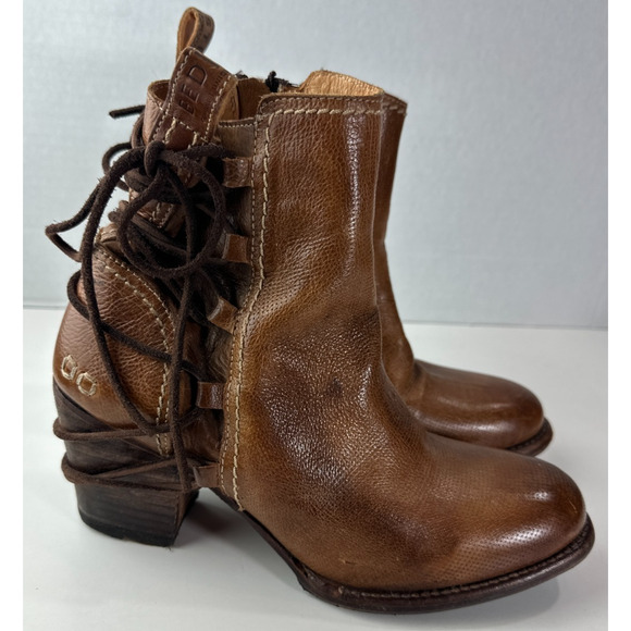 Bed Stu Blaire Leather Ankle Boot Tan Rustic Cobbler Lace Boots Women's Size 9 - Picture 13 of 16